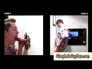 Babe lures  guy into glory hole