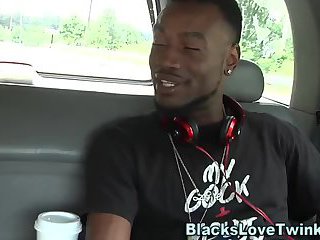 Hunk strokes black cock